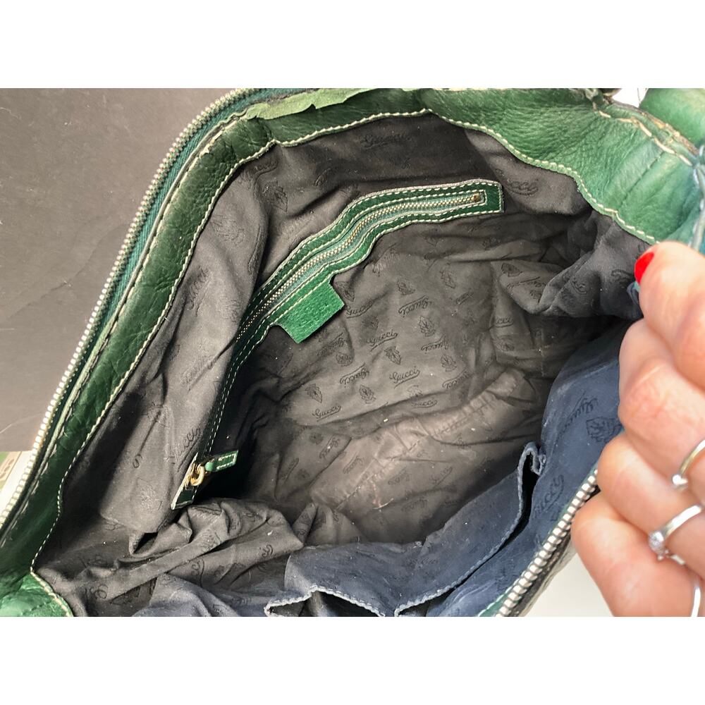 Gucci Green Leather Shoulder Hobo Bag Gold Hardware - Picture 6 of 16